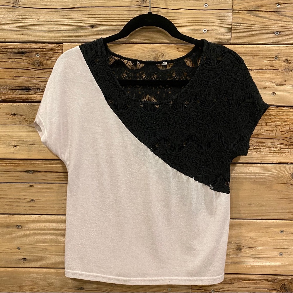 UO Black Lace & Light Pink Crop top.